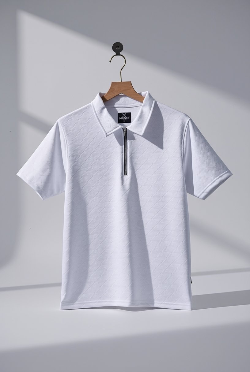 Zipper Polo T-Shirt  Designer Fabric Polycotton